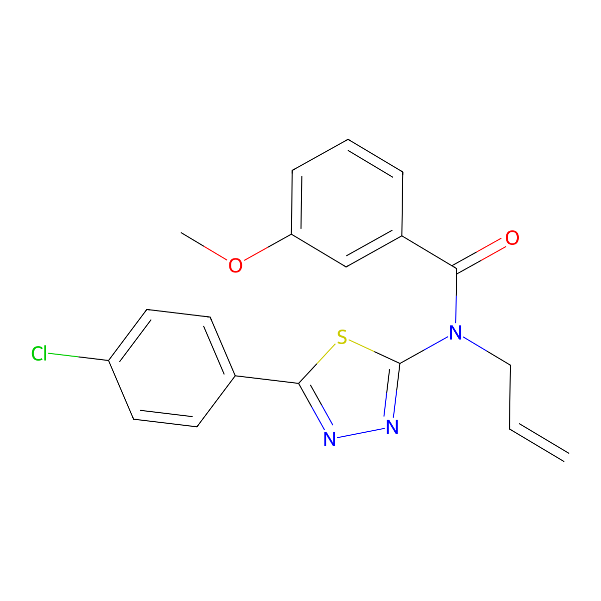 N~1~-allyl-N~1~-[5-(4-chlorophenyl)-1,3,4-thiadiazol-2-yl]-3-methoxybenzamide molecular structure, CAS 497240-90-1