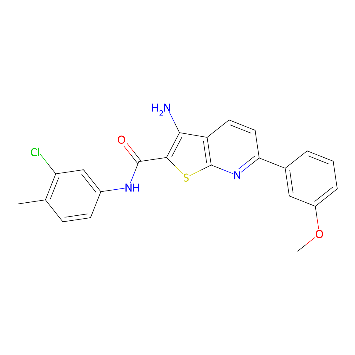 3-amino-N-(3-chloro-4-methylphenyl)-6-(3-methoxyphenyl)thieno[2,3-b]pyridine-2-carboxamide molecular structure, CAS 497241-36-8