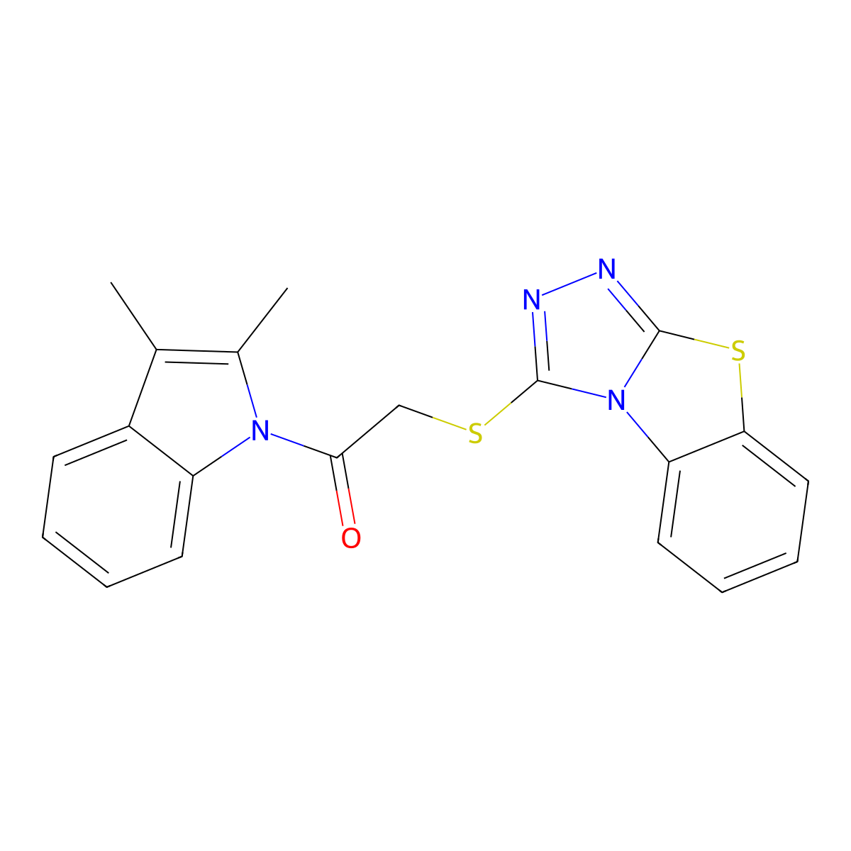 1-(2,3-dimethyl-1H-indol-1-yl)-2-([1,2,4]triazolo[3,4-b][1,3]benzothiazol-3-ylsulfanyl)ethanone molecular structure, CAS 497241-51-7