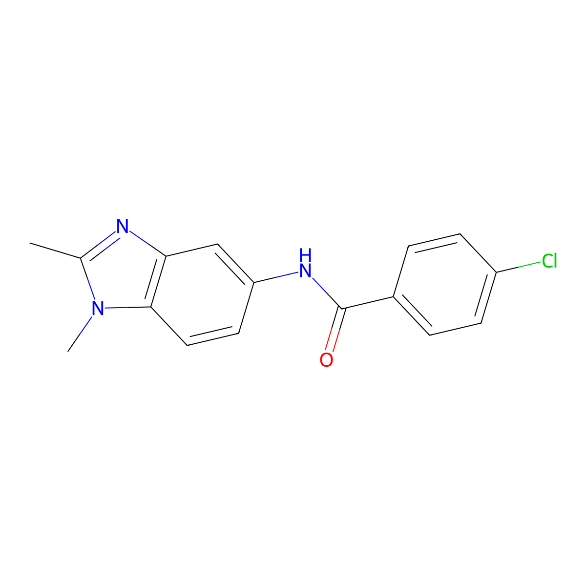 4-chloro-N-(1,2-dimethyl-5-benzimidazolyl)benzamide molecular structure, CAS 497242-15-6