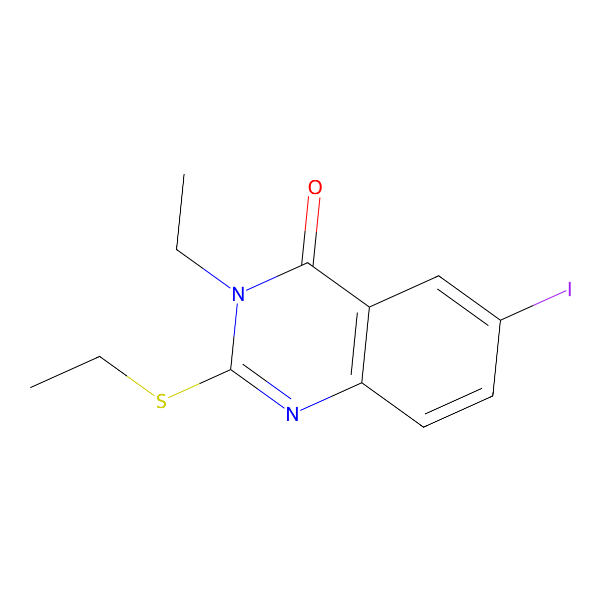 3-Ethyl-2-ethylsulfanyl-6-iodoquinazolin-4-one molecular structure, CAS 497242-19-0