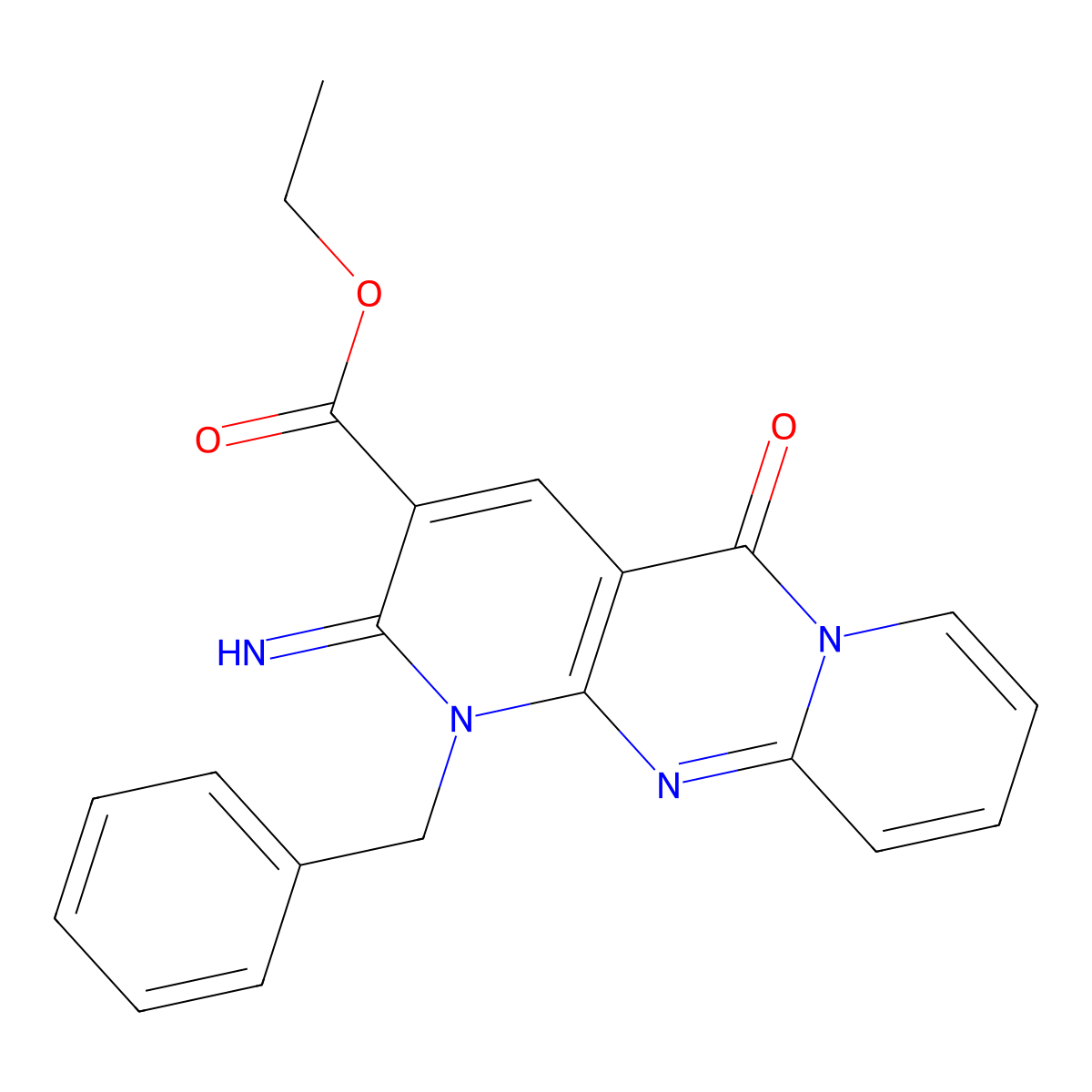 1-Benzyl-2-imino-10-oxo-1,10-dihydro-2H-1,9,10a-triaza-anthracene-3-carboxylic acid ethyl ester molecular structure, CAS 497242-28-1