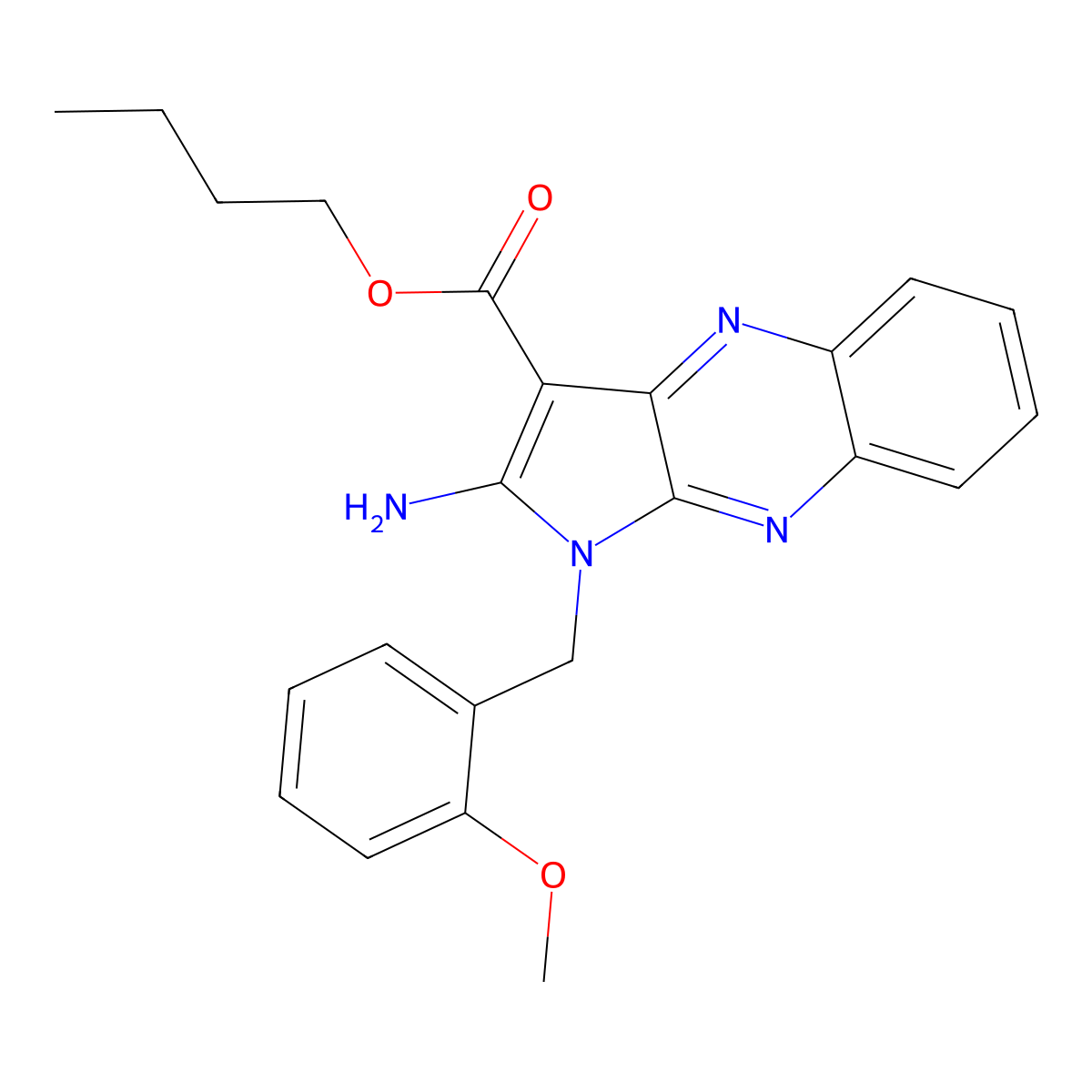 Butyl 2-amino-1-(2-methoxybenzyl)-1H-pyrrolo(2,3-B)quinoxaline-3-carboxylate molecular structure, CAS 497242-58-7