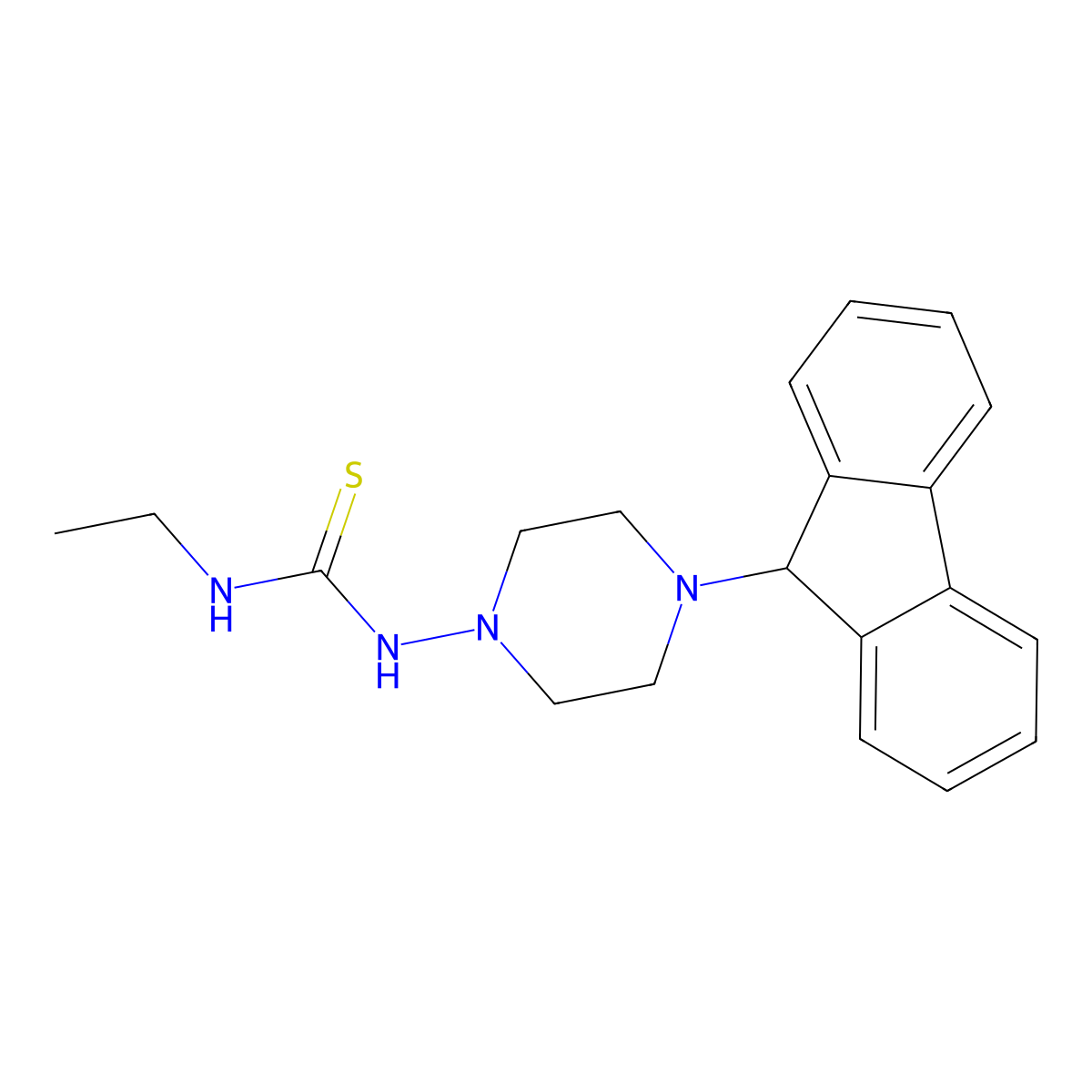 1-ethyl-3-[4-(9H-fluoren-9-yl)piperazin-1-yl]thiourea molecular structure, CAS 497242-74-7