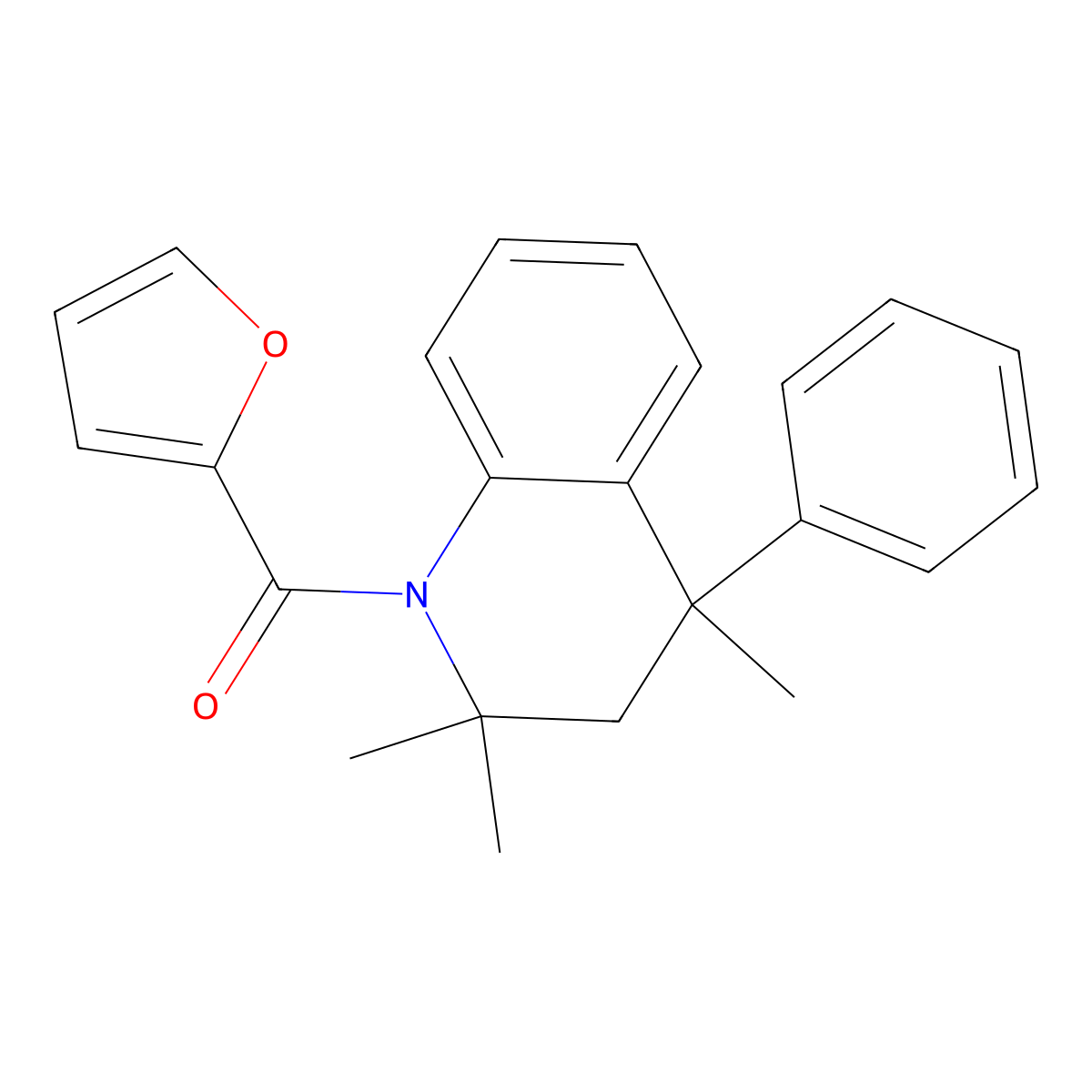Furan-2-yl-(2,2,4-trimethyl-4-phenyl-3,4-dihydro-2H-quinolin-1-yl)-methanone molecular structure, CAS 497242-79-2