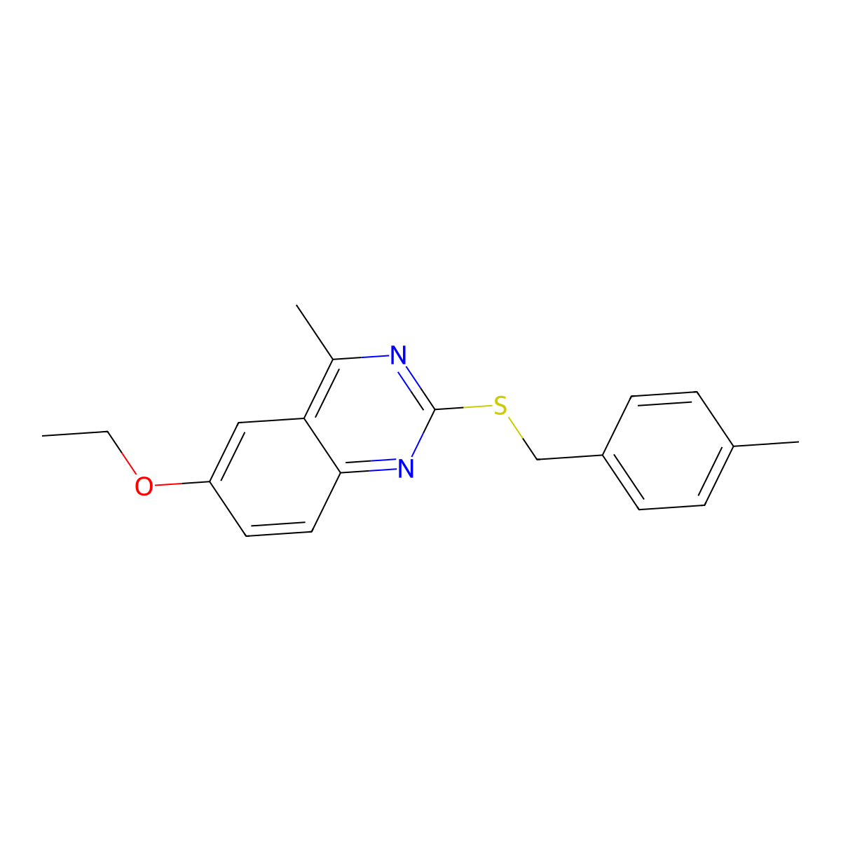 6-Ethoxy-4-methyl-2-[(4-methylbenzyl)sulfanyl]quinazoline molecular structure, CAS 497242-83-8