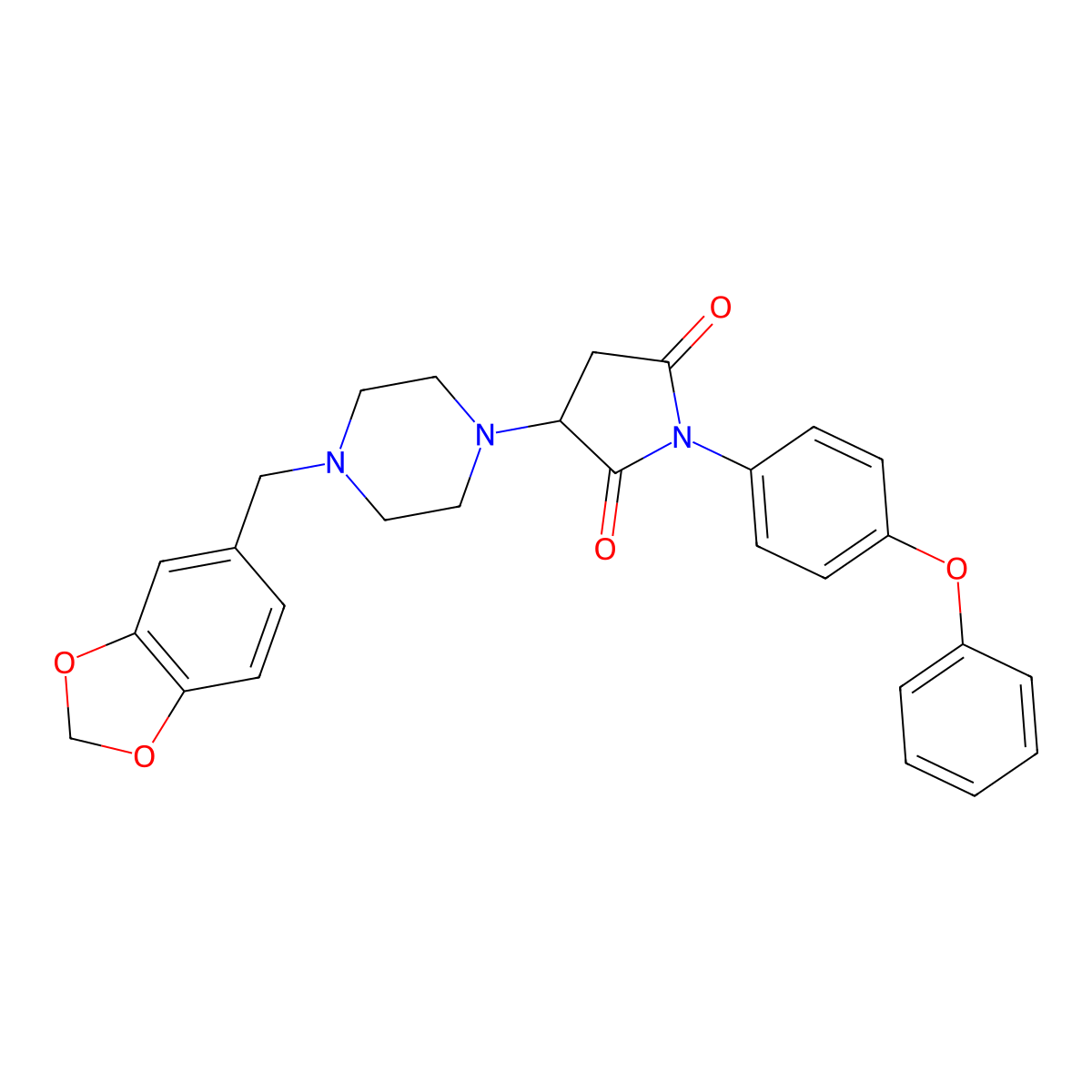 3-[4-(1,3-Benzodioxol-5-ylmethyl)piperazin-1-yl]-1-(4-phenoxyphenyl)pyrrolidine-2,5-dione molecular structure, CAS 497242-84-9