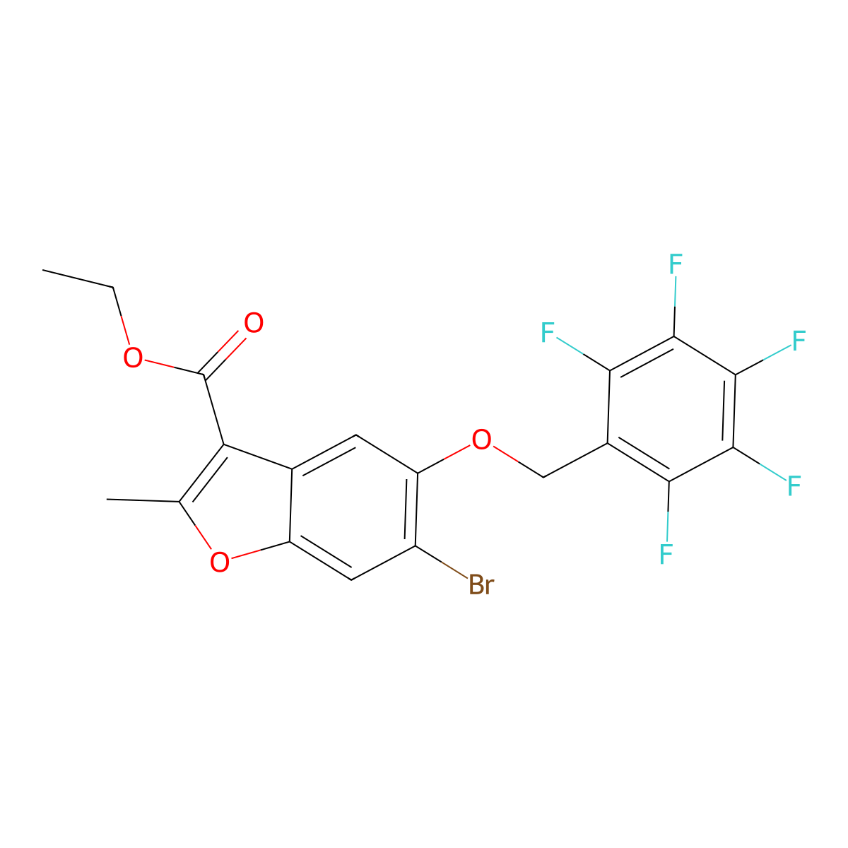 Ethyl 6-bromo-2-methyl-5-[(2,3,4,5,6-pentafluorophenyl)methoxy]-1-benzofuran-3-carboxylate molecular structure, CAS 497242-98-5