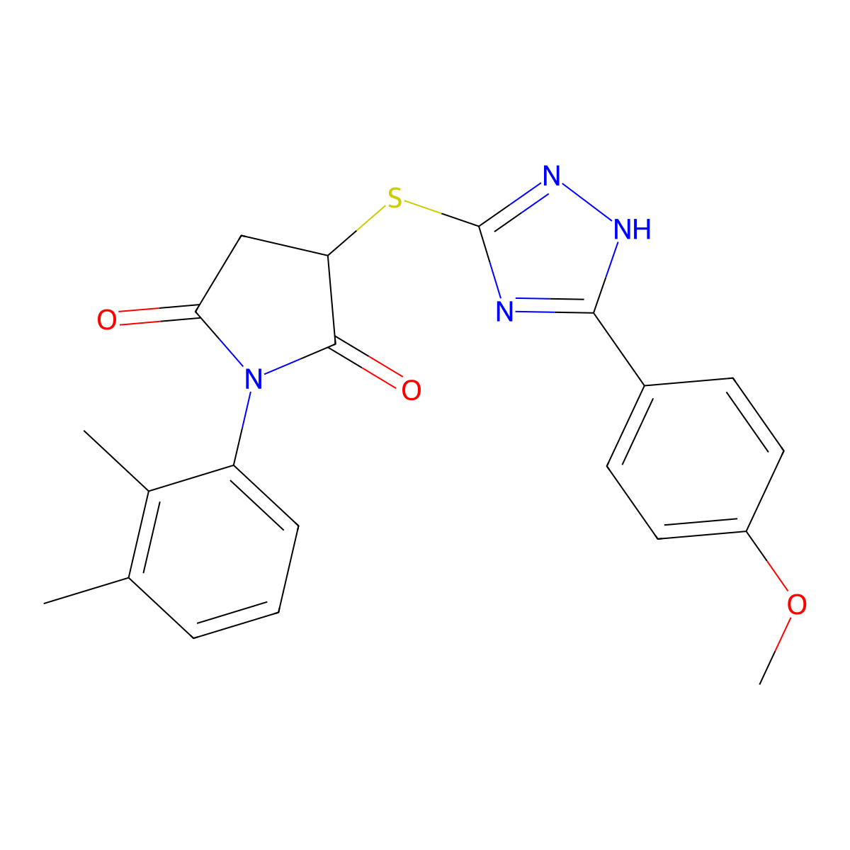 1-(2,3-dimethylphenyl)-3-{[5-(4-methoxyphenyl)-4H-1,2,4-triazol-3-yl]sulfanyl}pyrrolidine-2,5-dione molecular structure, CAS 497243-28-4