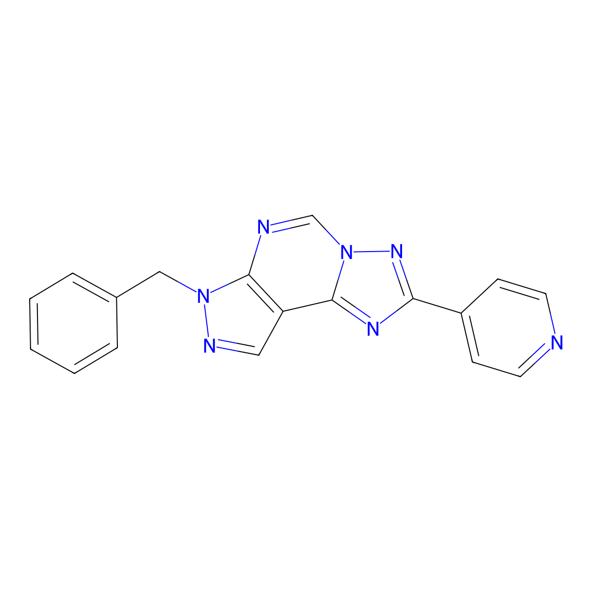 7-benzyl-2-(pyridin-4-yl)-7H-pyrazolo[4,3-e][1,2,4]triazolo[1,5-c]pyrimidine molecular structure, CAS 497243-83-1