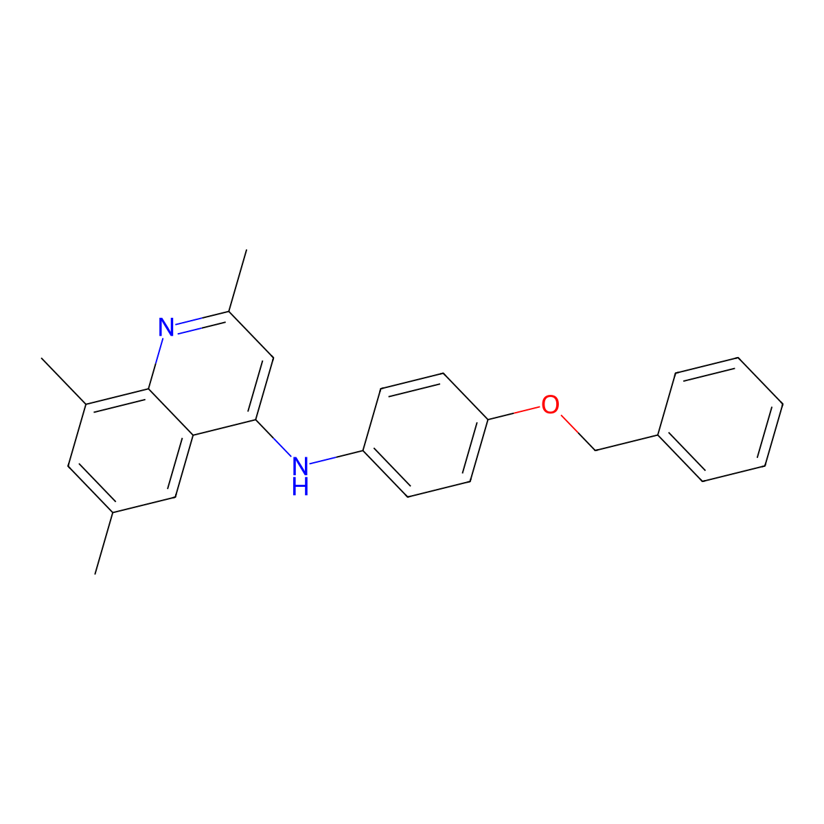 N-(4-(benzyloxy)phenyl)-2,6,8-trimethylquinolin-4-amine molecular structure, CAS 497244-41-4