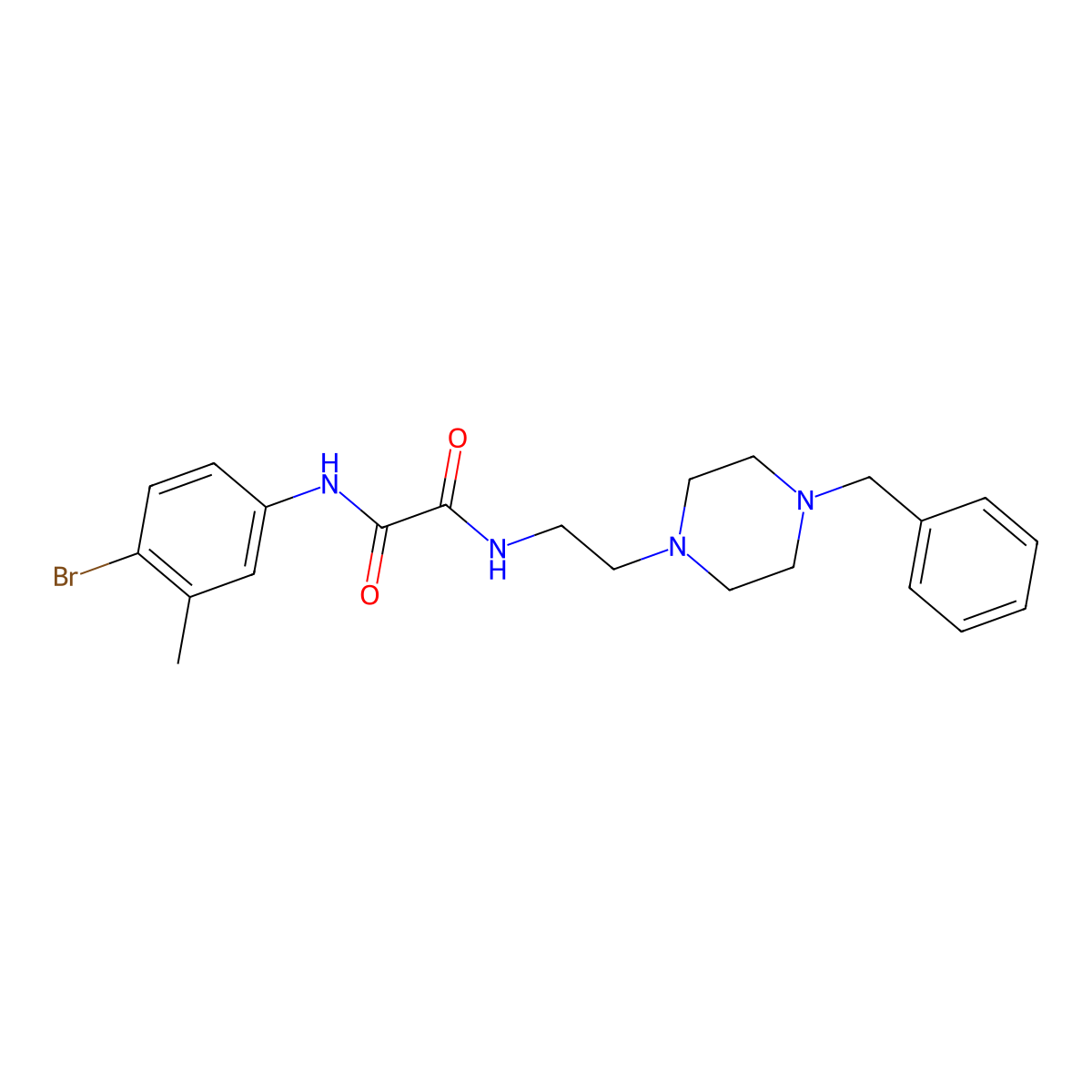 N-[2-(4-benzylpiperazin-1-yl)ethyl]-N'-(4-bromo-3-methylphenyl)oxamide molecular structure, CAS 497244-54-9