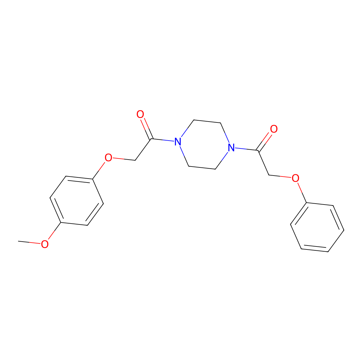 1-[(4-Methoxyphenoxy)acetyl]-4-(phenoxyacetyl)piperazine molecular structure, CAS 497245-20-2