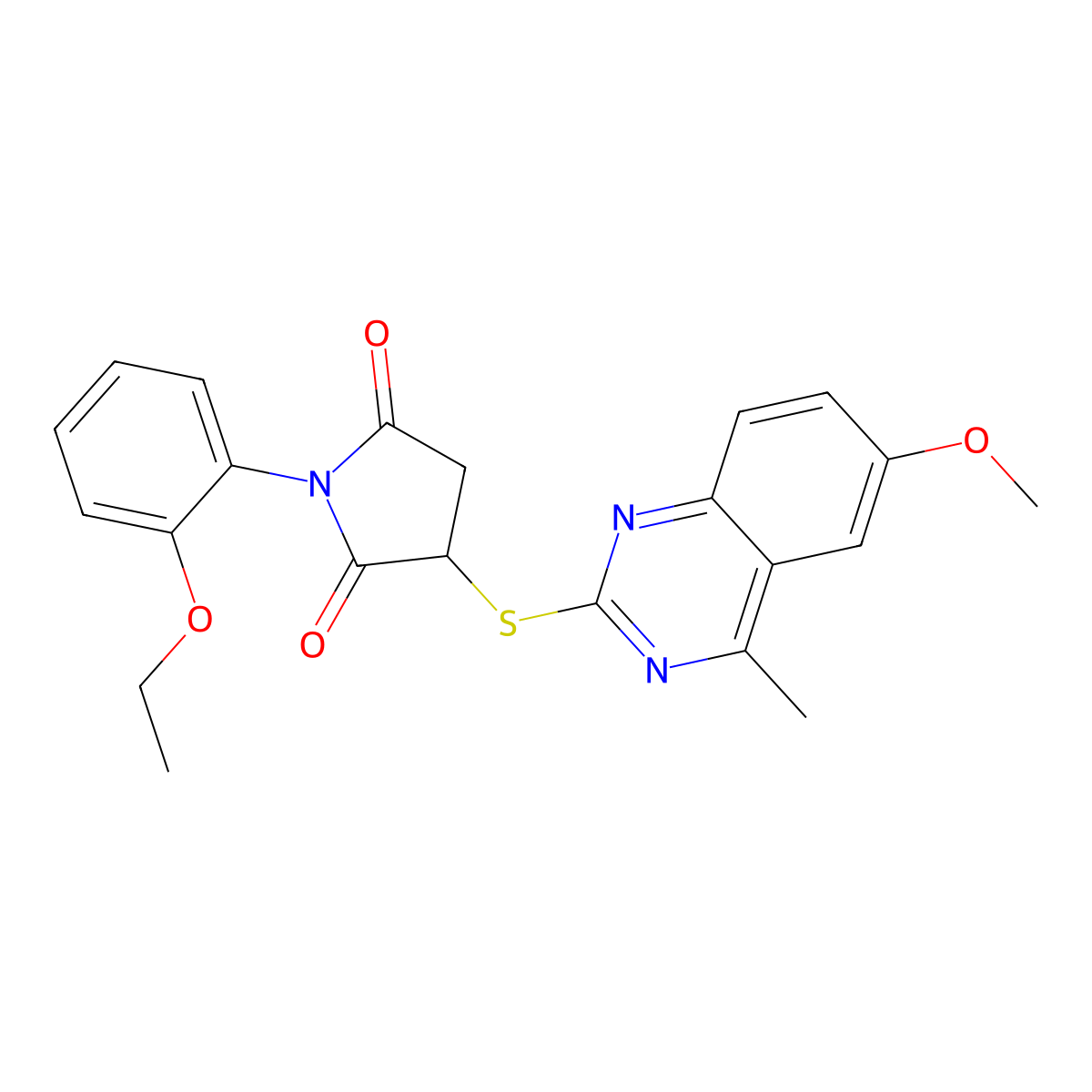 1-(2-Ethoxyphenyl)-3-[(6-methoxy-4-methylquinazolin-2-yl)sulfanyl]pyrrolidine-2,5-dione molecular structure, CAS 497245-32-6