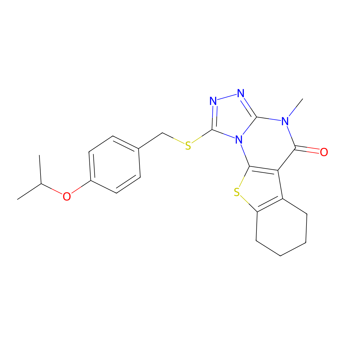 1-[(4-isopropoxybenzyl)thio]-4-methyl-6,7,8,9-tetrahydro[1]benzothieno[3,2-e][1,2,4]triazolo[4,3-a]pyrimidin-5(4H)-one molecular structure, CAS 497245-55-3