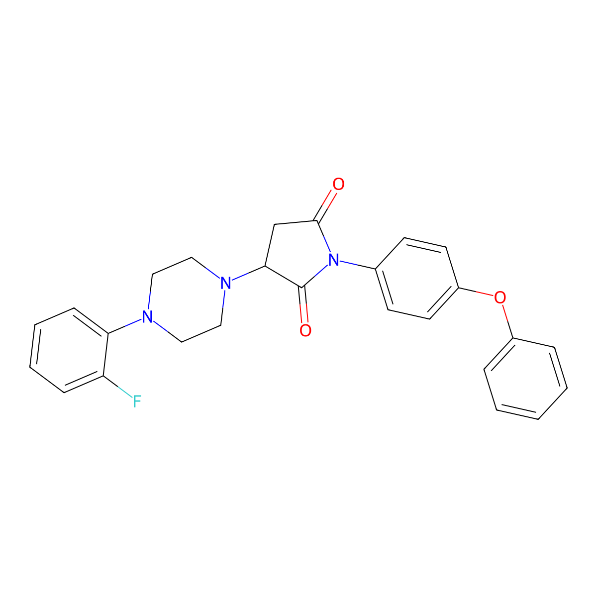 3-[4-(2-Fluorophenyl)piperazin-1-yl]-1-(4-phenoxyphenyl)pyrrolidine-2,5-dione molecular structure, CAS 497245-73-5