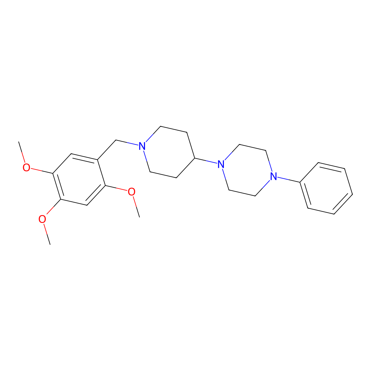 1-Phenyl-4-[1-[(2,4,5-trimethoxyphenyl)methyl]piperidin-4-yl]piperazine molecular structure, CAS 497245-93-9