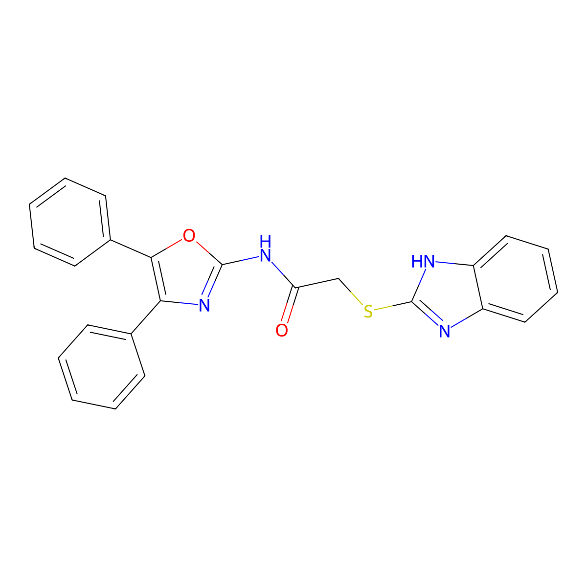 2-(1H-benzimidazol-2-ylsulfanyl)-N-(4,5-diphenyl-1,3-oxazol-2-yl)acetamide molecular structure, CAS 497247-02-6