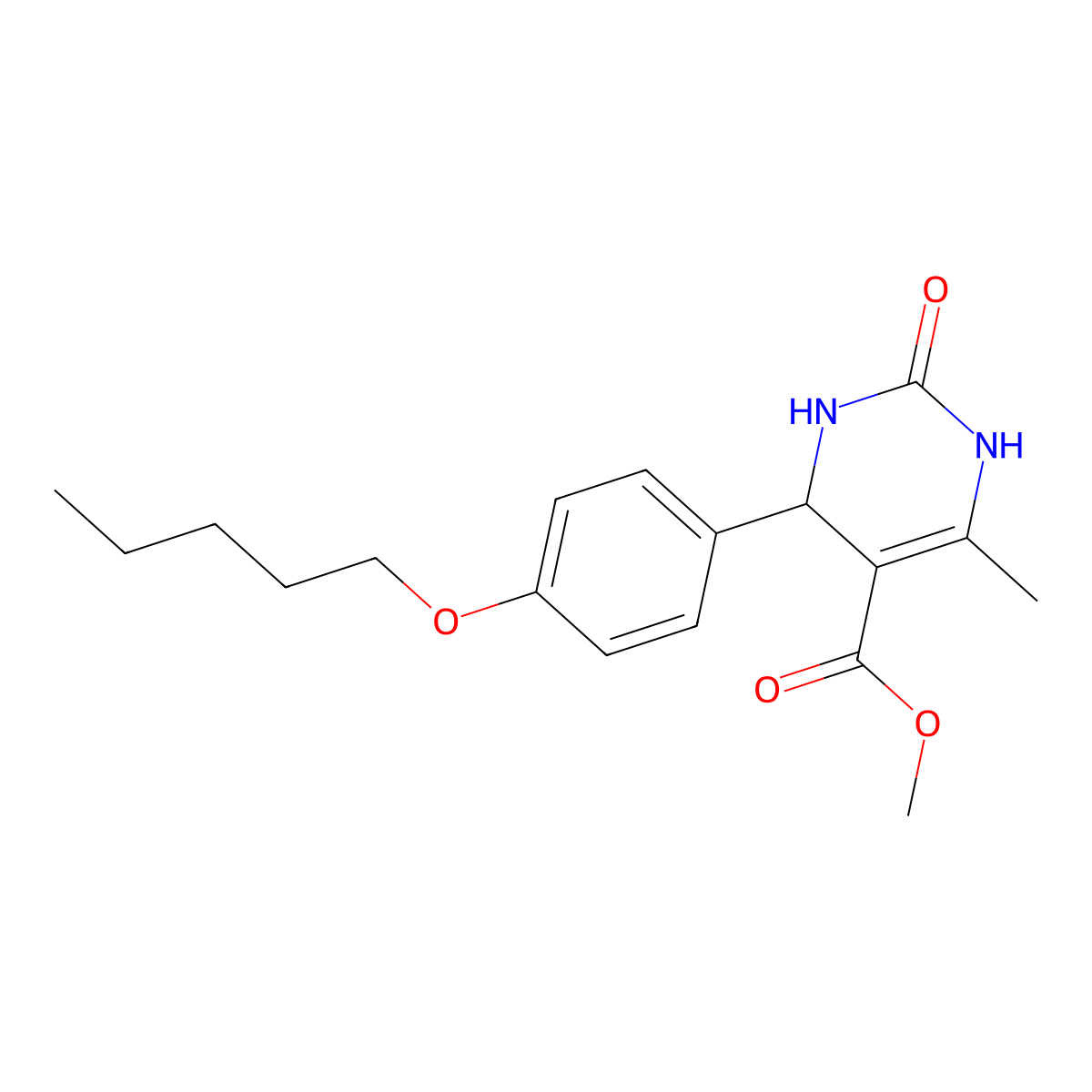 Methyl 6-methyl-2-oxo-4-[4-(pentyloxy)phenyl]-1,2,3,4-tetrahydropyrimidine-5-carboxylate molecular structure, CAS 497247-58-2