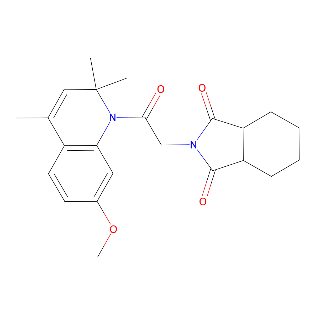 2-[2-(7-methoxy-2,2,4-trimethylquinolin-1(2H)-yl)-2-oxoethyl]hexahydro-1H-isoindole-1,3(2H)-dione molecular structure, CAS 497247-71-9