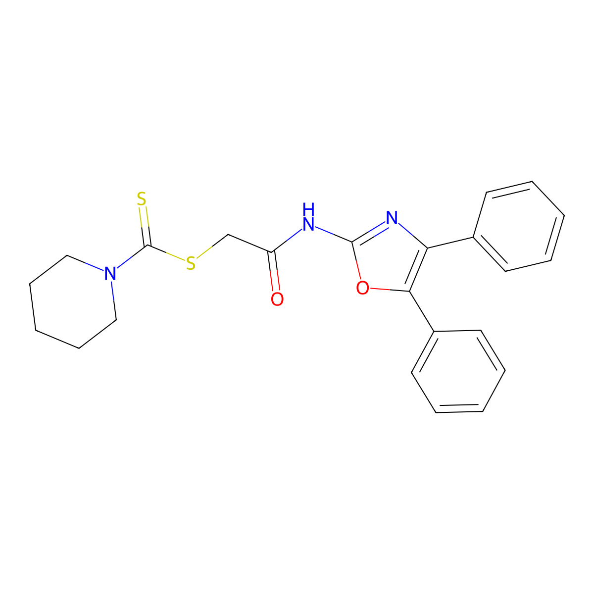 2-[(4,5-Diphenyl-1,3-oxazol-2-yl)amino]-2-oxoethyl 1-piperidinecarbodithioate molecular structure, CAS 497248-16-5