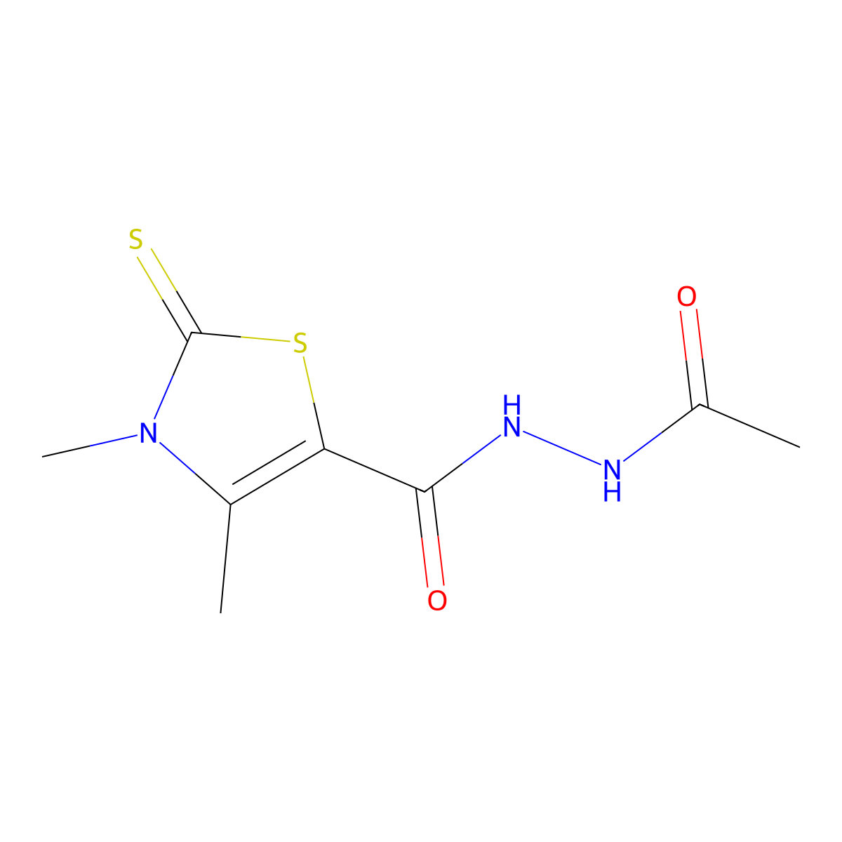 N'-acetyl-3,4-dimethyl-2-sulfanylidene-1,3-thiazole-5-carbohydrazide molecular structure, CAS 497248-23-4