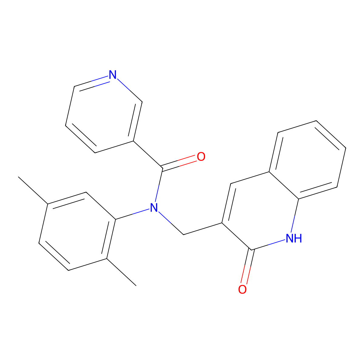 N-(2,5-dimethylphenyl)-N-[(2-oxo-1H-quinolin-3-yl)methyl]pyridine-3-carboxamide molecular structure, CAS 497248-24-5