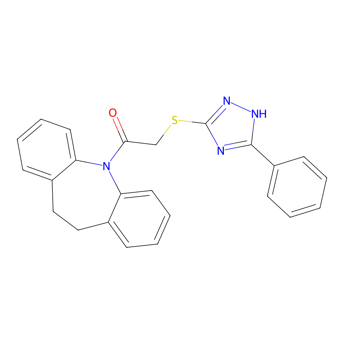1-(10,11-dihydro-5H-dibenzo[b,f]azepin-5-yl)-2-[(5-phenyl-4H-1,2,4-triazol-3-yl)sulfanyl]ethanone molecular structure, CAS 497248-27-8