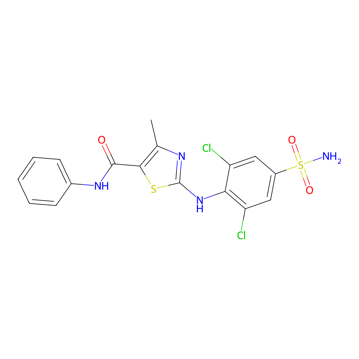 2-(2,6-dichloro-4-sulfamoylanilino)-4-methyl-N-phenyl-1,3-thiazole-5-carboxamide molecular structure, CAS 497248-90-5