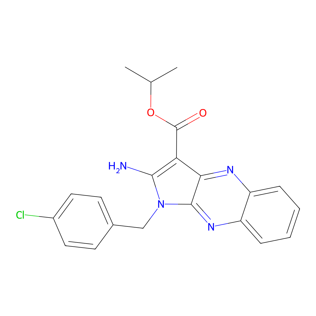 isopropyl 2-amino-1-(4-chlorobenzyl)-1H-pyrrolo[2,3-b]quinoxaline-3-carboxylate molecular structure, CAS 497249-08-8