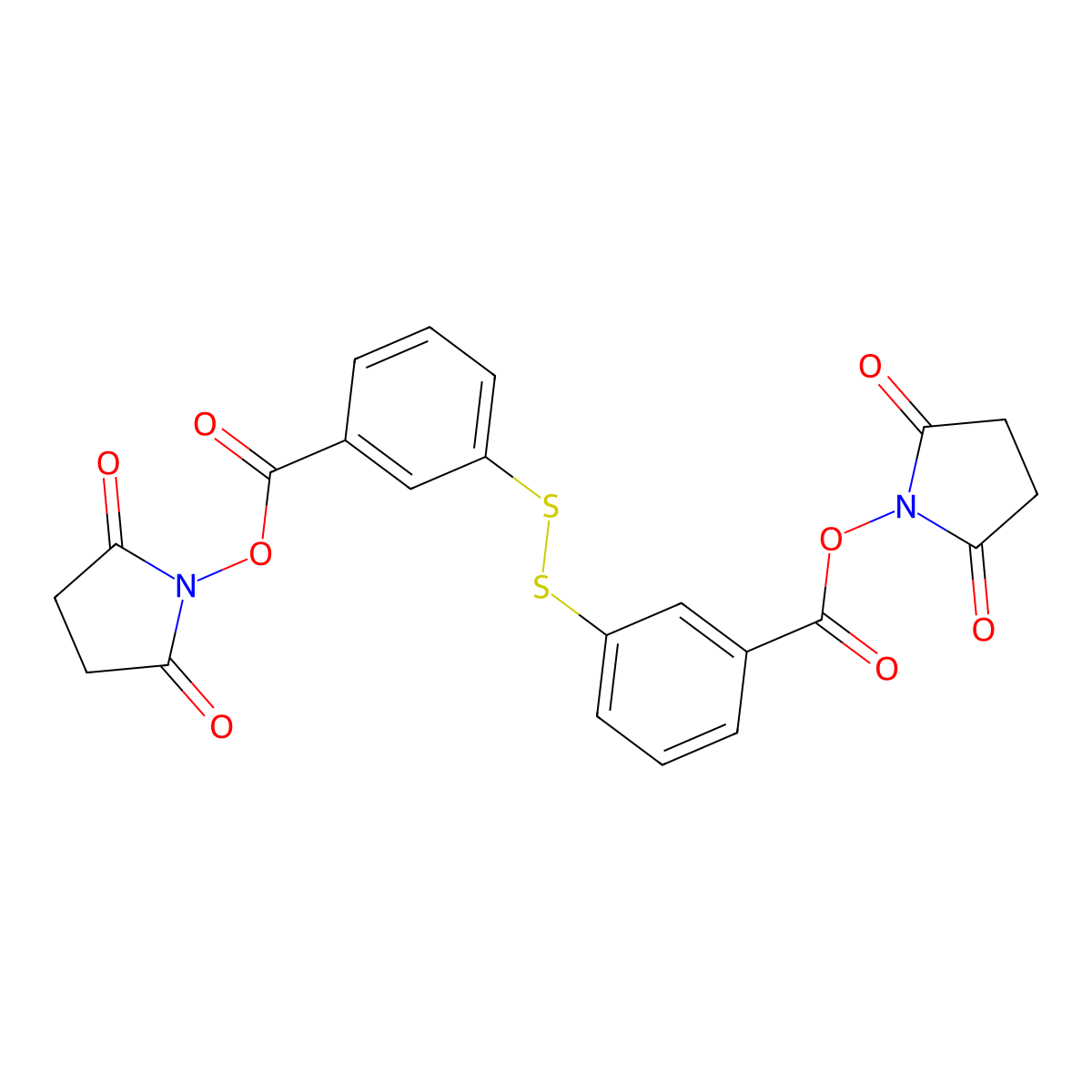 bis(2,5-Dioxopyrrolidin-1-yl) 3,3'-disulfanediyldibenzoate molecular structure, CAS 497262-14-3