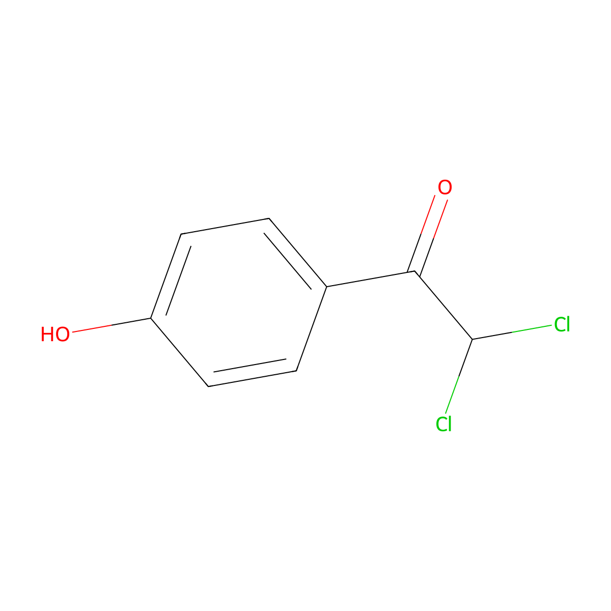 2,2-Dichloro-1-(4-hydroxyphenyl)ethanone molecular structure, CAS 4974-60-1