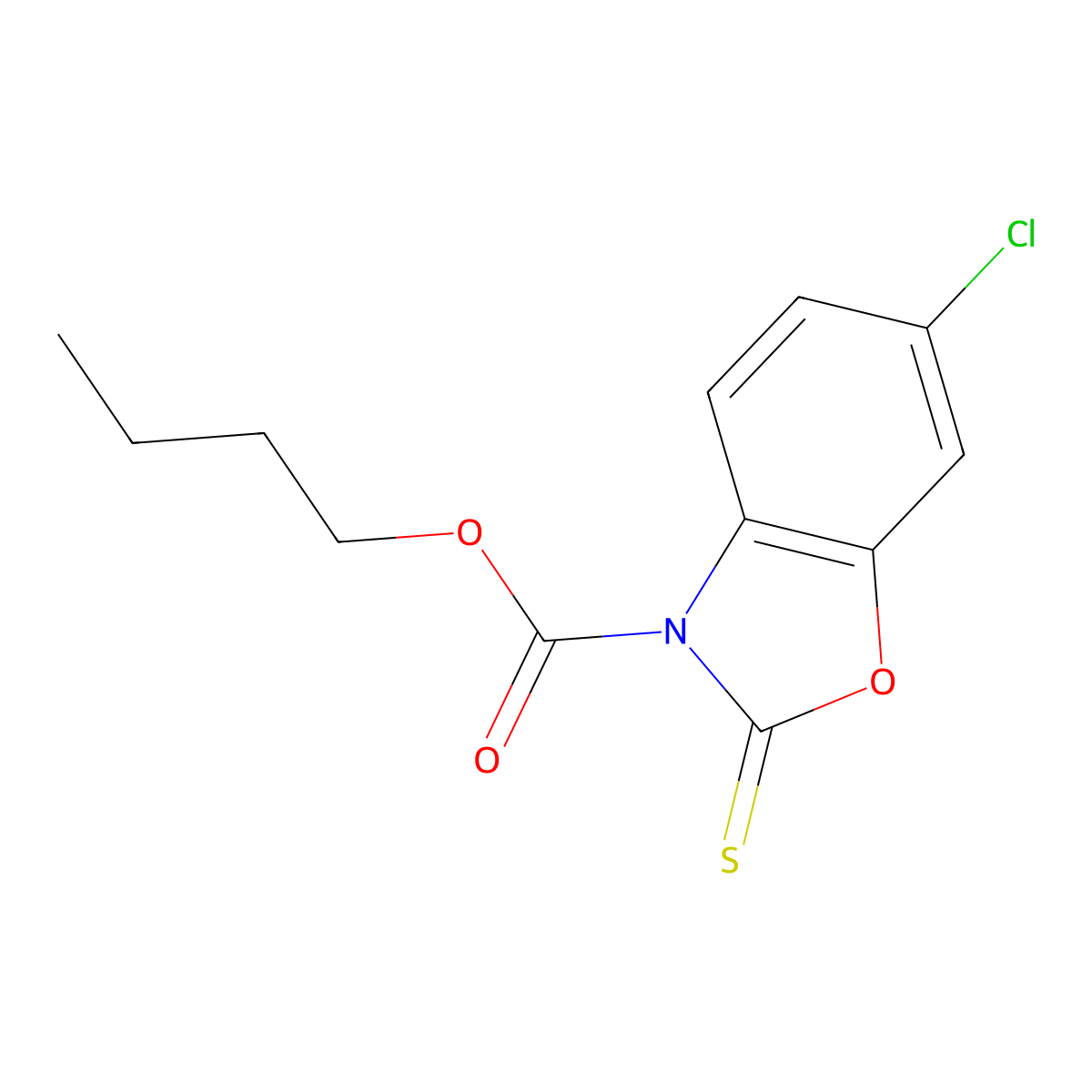 Butyl 6-chloro-2-thioxo-1,3-benzoxazole-3(2H)-carboxylate molecular structure, CAS 49740-32-1