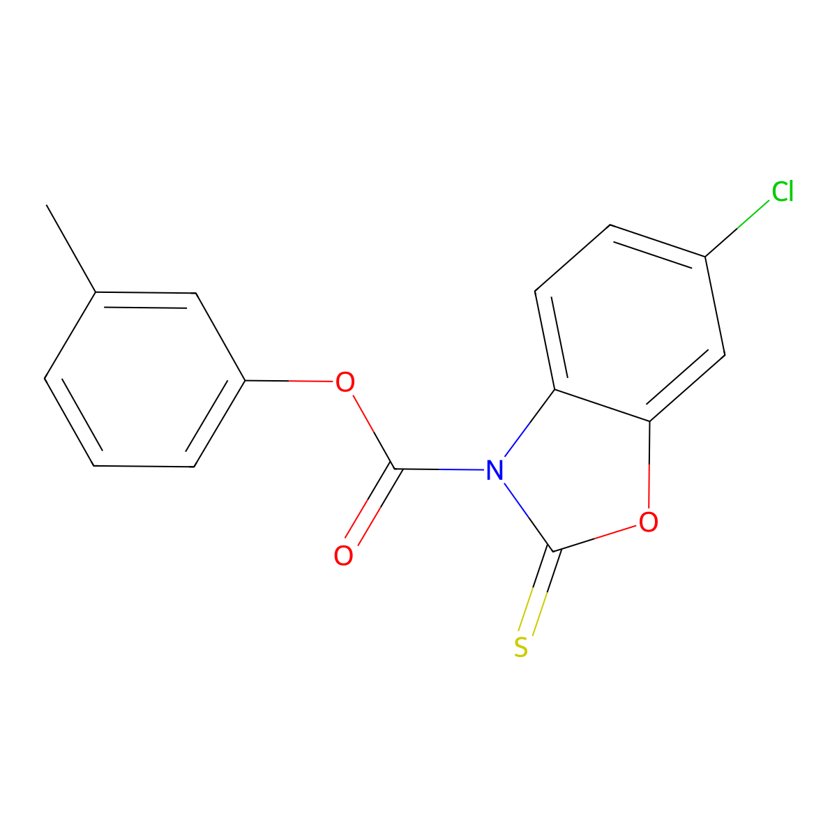 m-tolyl 6-chloro-2-thioxobenzo[d]oxazole-3(2H)-carboxylate molecular structure, CAS 49740-37-6