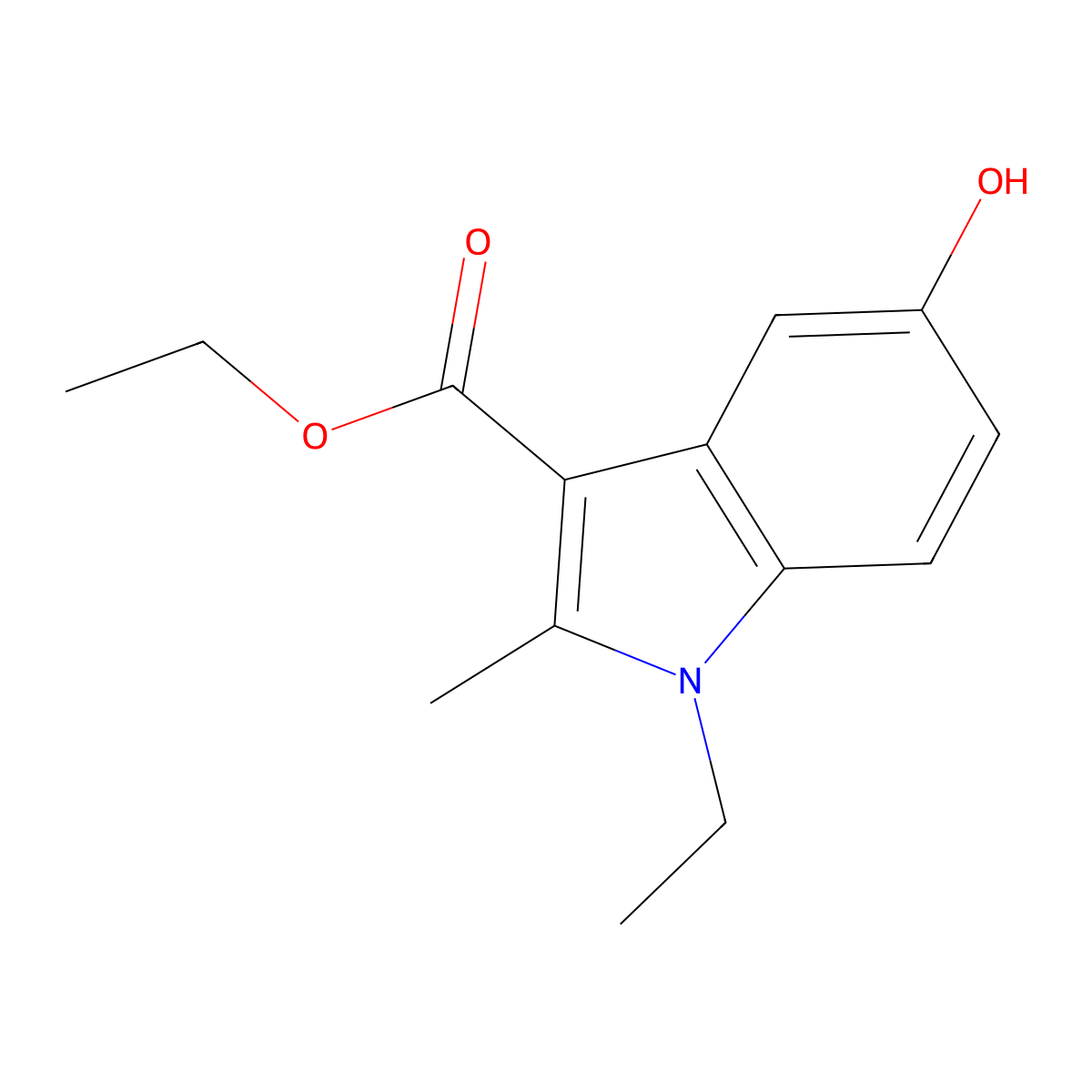 Ethyl 1-ethyl-5-hydroxy-2-methyl-1H-indole-3-carboxylate molecular structure, CAS 49742-74-7