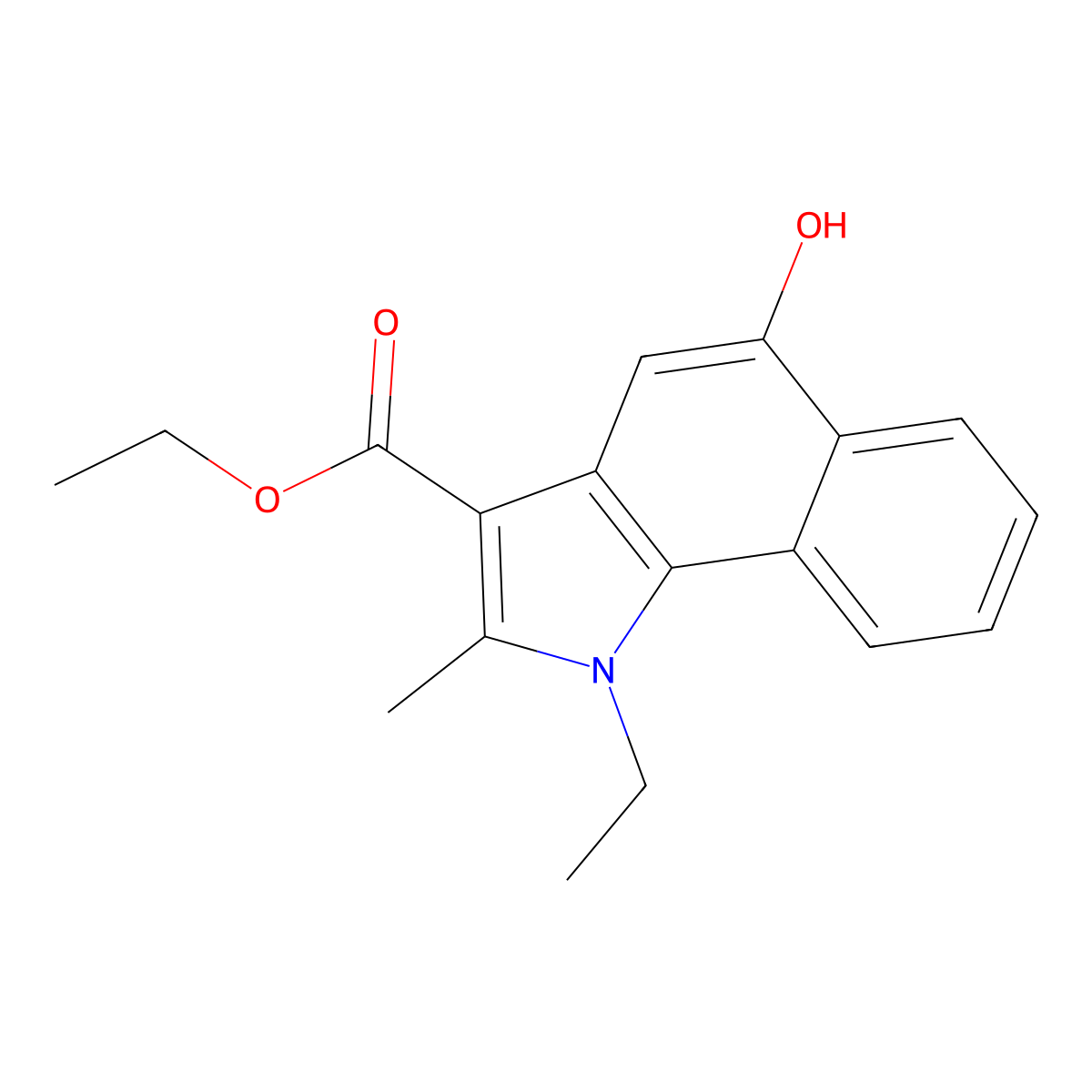 Ethyl 1-ethyl-5-hydroxy-2-methyl-1H-benz[g]indole-3-carboxylate molecular structure, CAS 49742-75-8