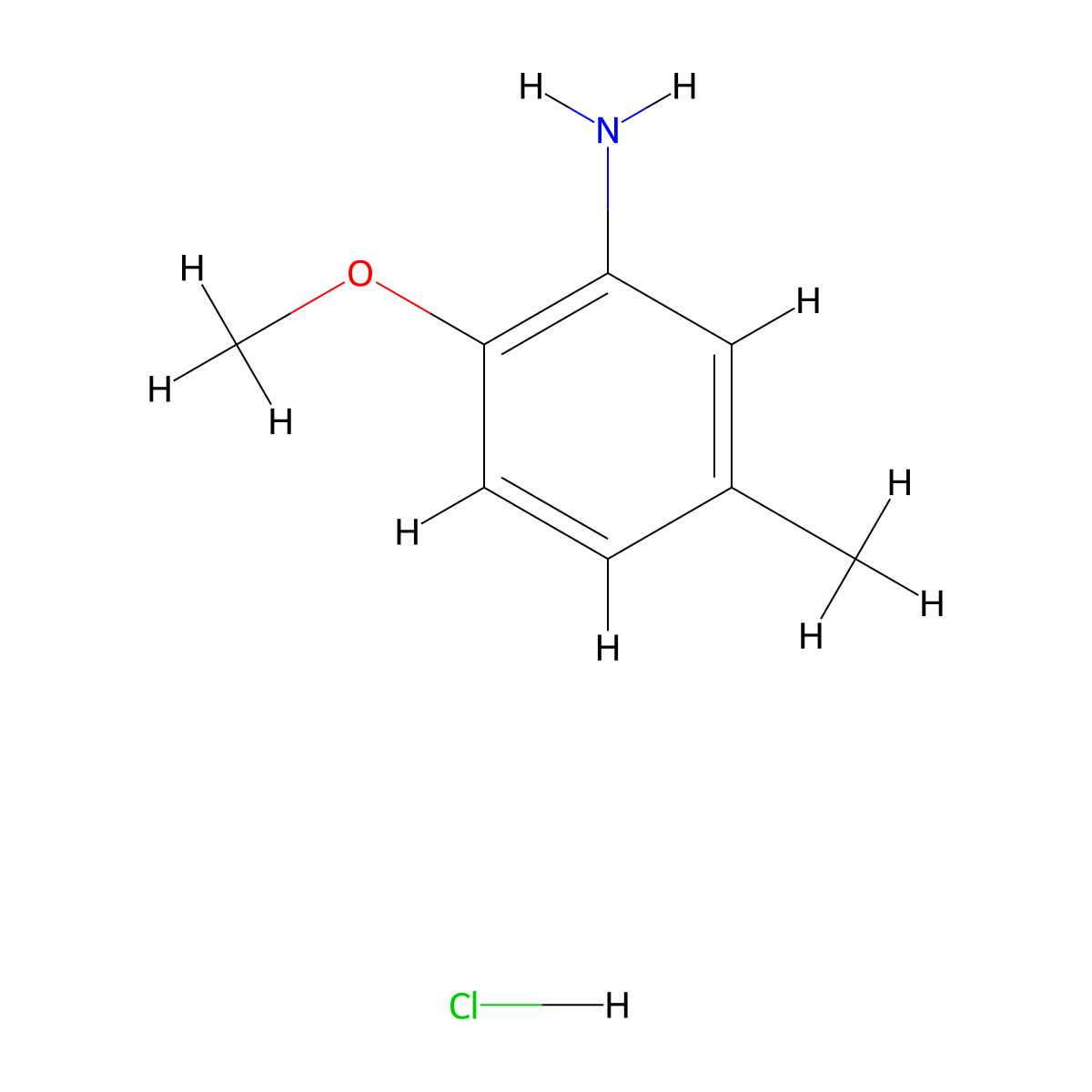 2-Methoxy-5-methylaniline hydrochloride molecular structure, CAS 49742-89-4