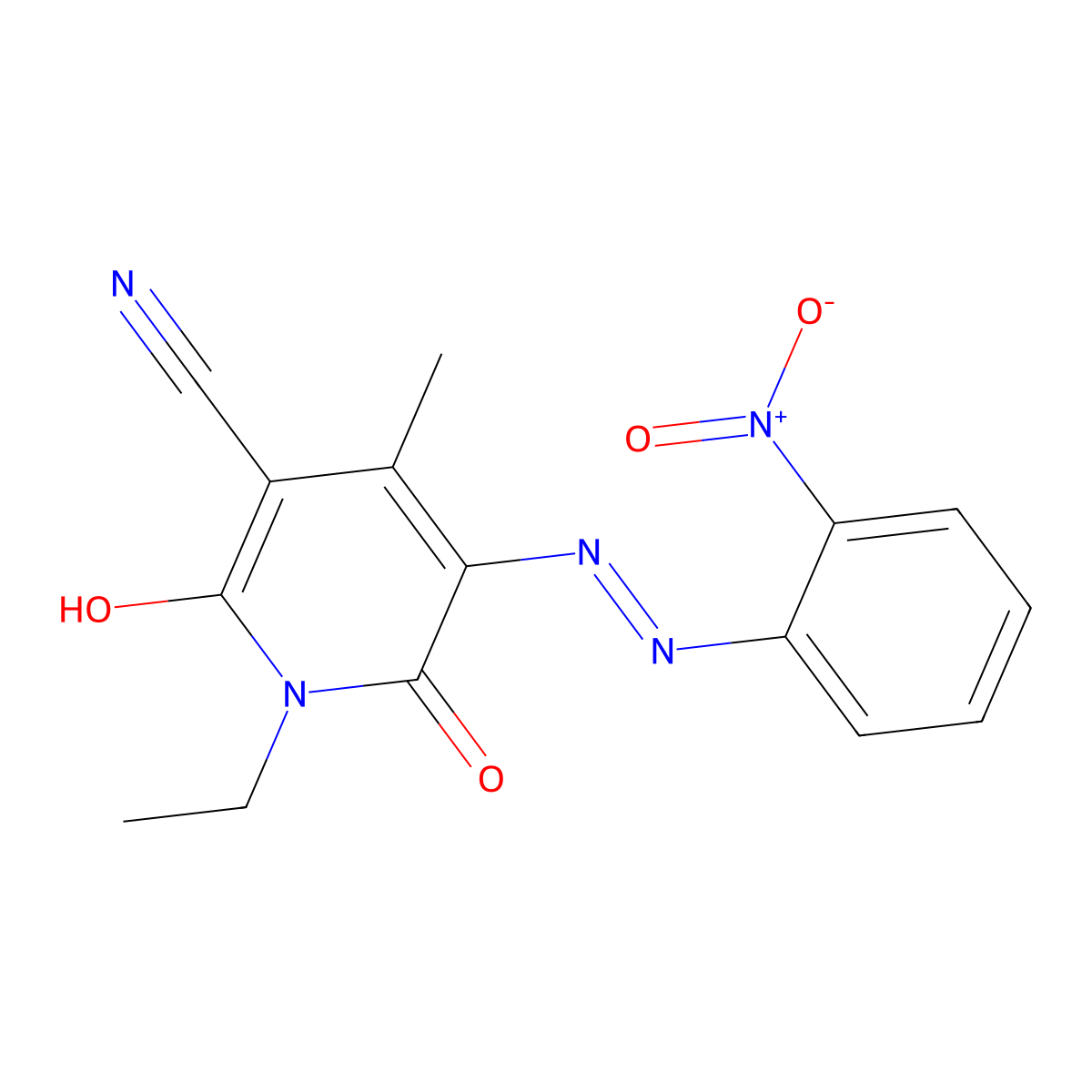 1-Ethyl-1,2-dihydro-6-hydroxy-4-methyl-5-((2-nitrophenyl)azo)-2-oxonicotinonitrile molecular structure, CAS 49744-25-4