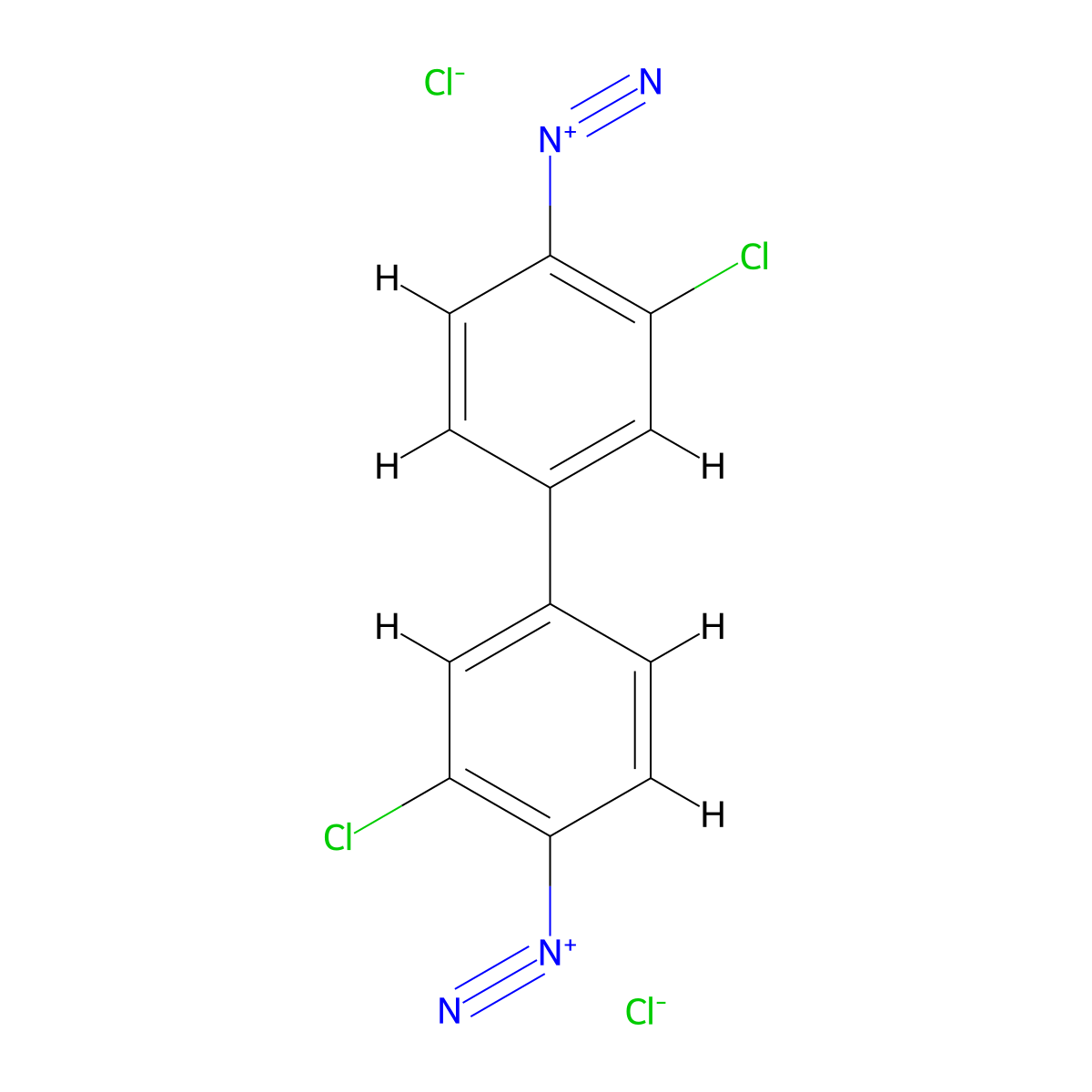[1,1'-Biphenyl]-4,4'-bis(diazonium), 3,3'-dichloro-, chloride (1:2) molecular structure, CAS 49744-39-0