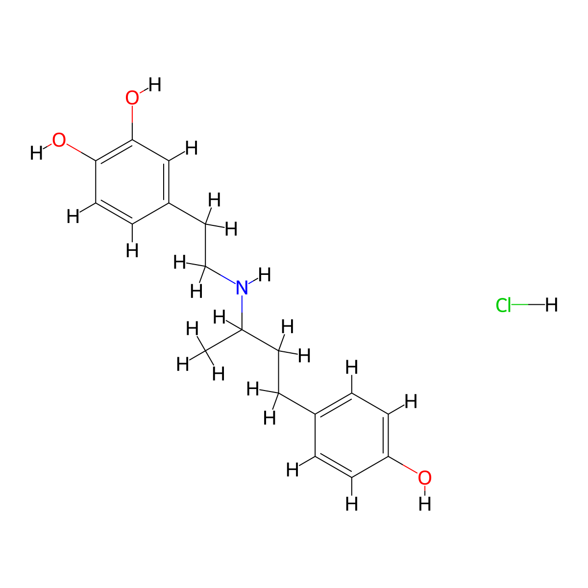 Dobutamine Hydrochloride molecular structure, CAS 49745-95-1
