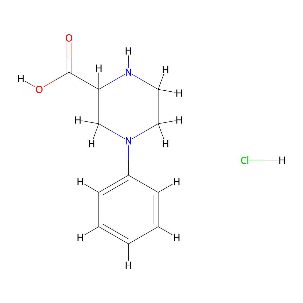 4-Phenyl-2-piperazinecarboxylic acid monohydrochloride molecular structure, CAS 49746-45-4
