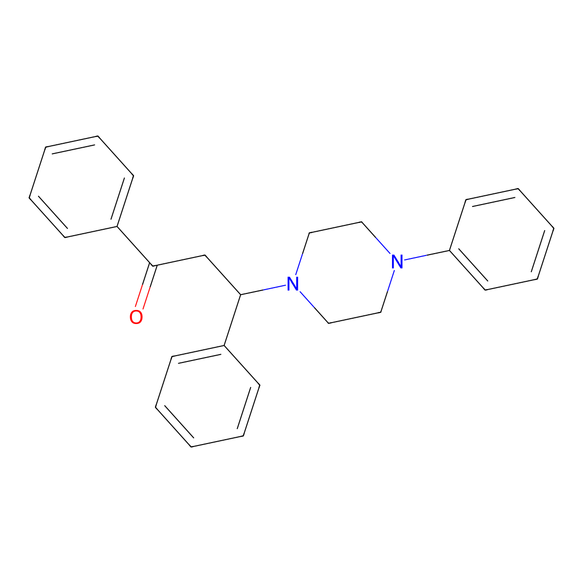 1,3-Diphenyl-3-(4-phenyl-1-piperazinyl)-1-propanone molecular structure, CAS 49747-55-9