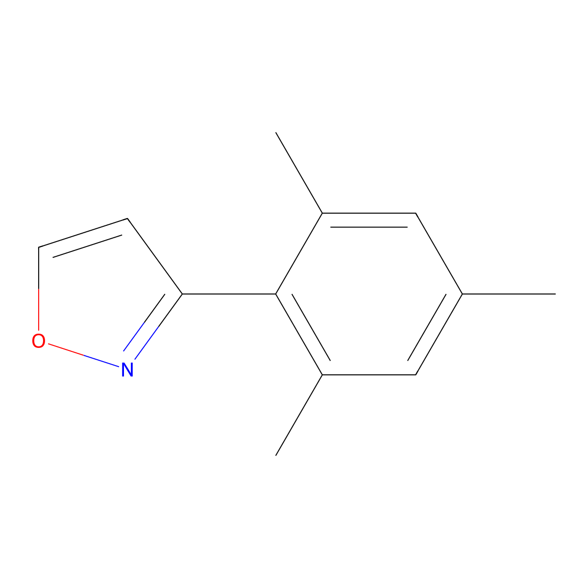 Isoxazole, 3-(2,4,6-trimethylphenyl)- molecular structure, CAS 49748-48-3
