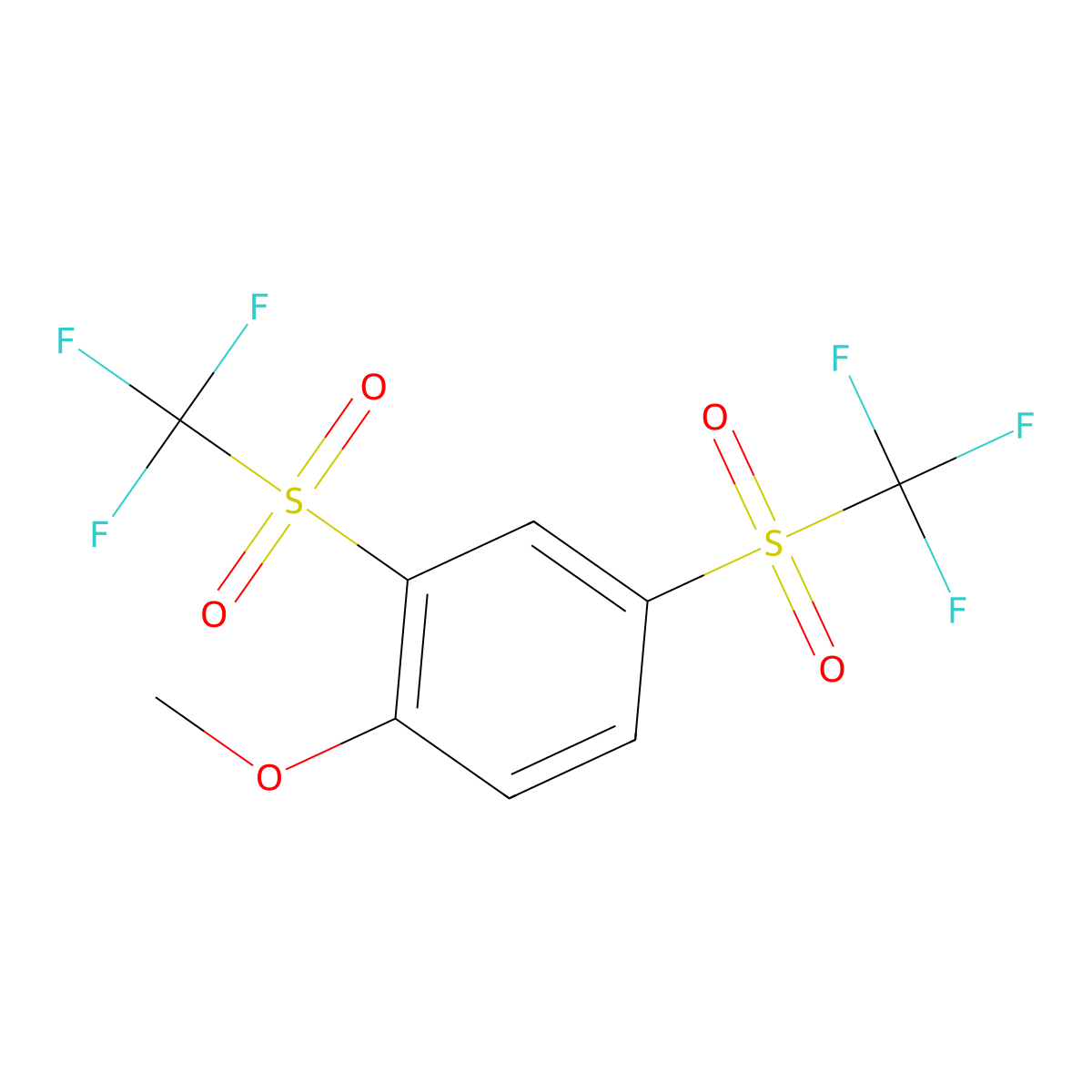 Benzene, 1-methoxy-2,4-bis[(trifluoromethyl)sulfonyl]- molecular structure, CAS 4975-10-4