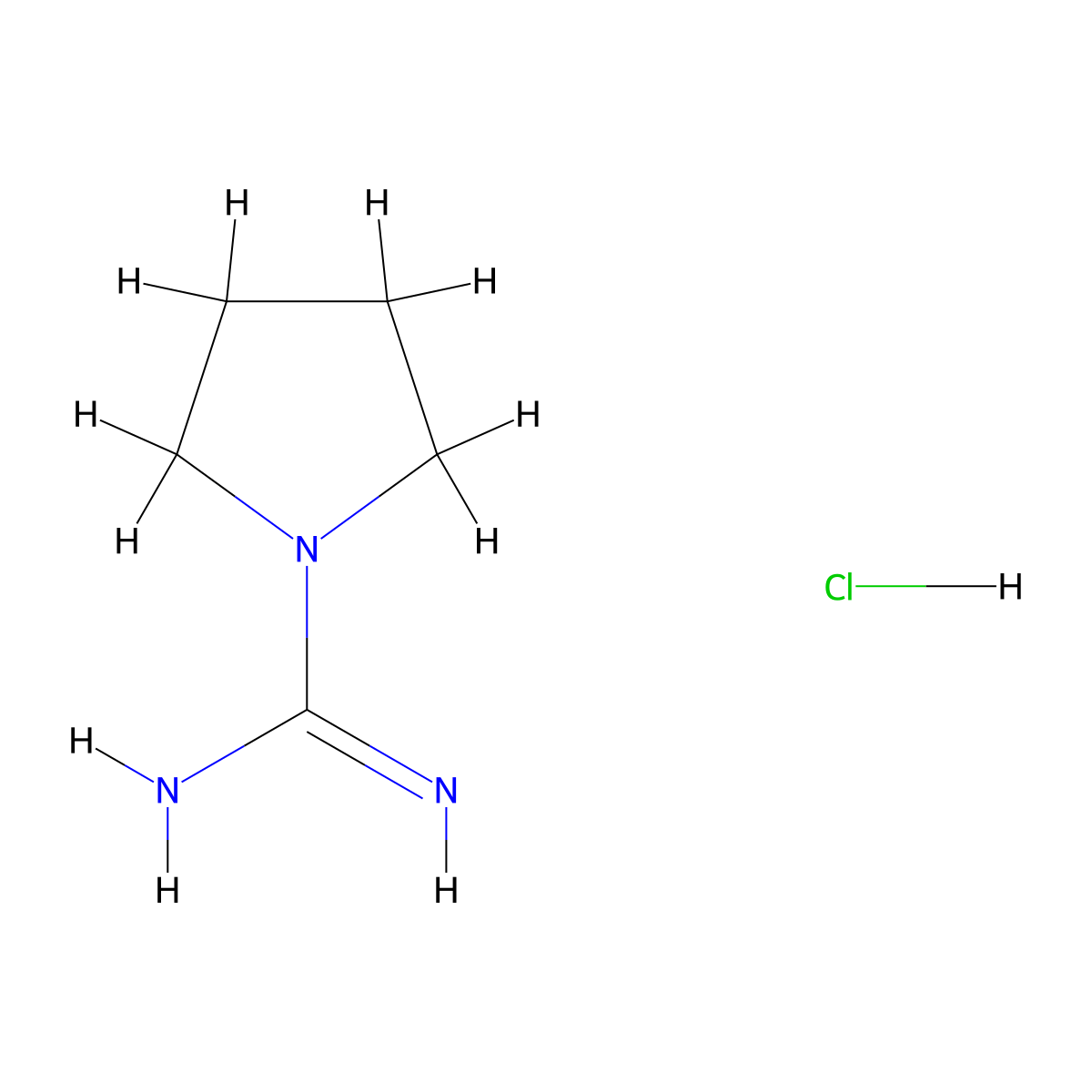 Pyrrolidine-1-carboximidamide hydrochloride molecular structure, CAS 49755-46-6