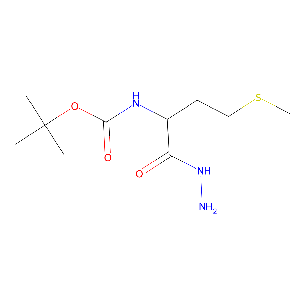 tert-butyl [(1S)-1-(hydrazinocarbonyl)-3-(methylthio)propyl]carbamate molecular structure, CAS 49759-74-2