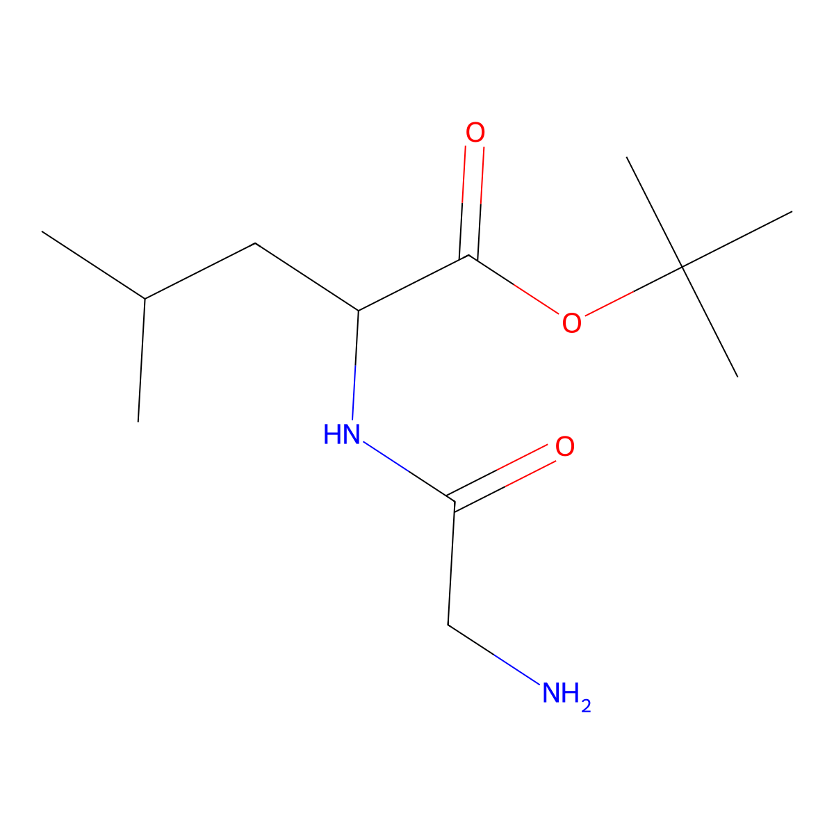 tert-butyl (2S)-2-(2-aminoacetamido)-4-methylpentanoate molecular structure, CAS 49760-72-7