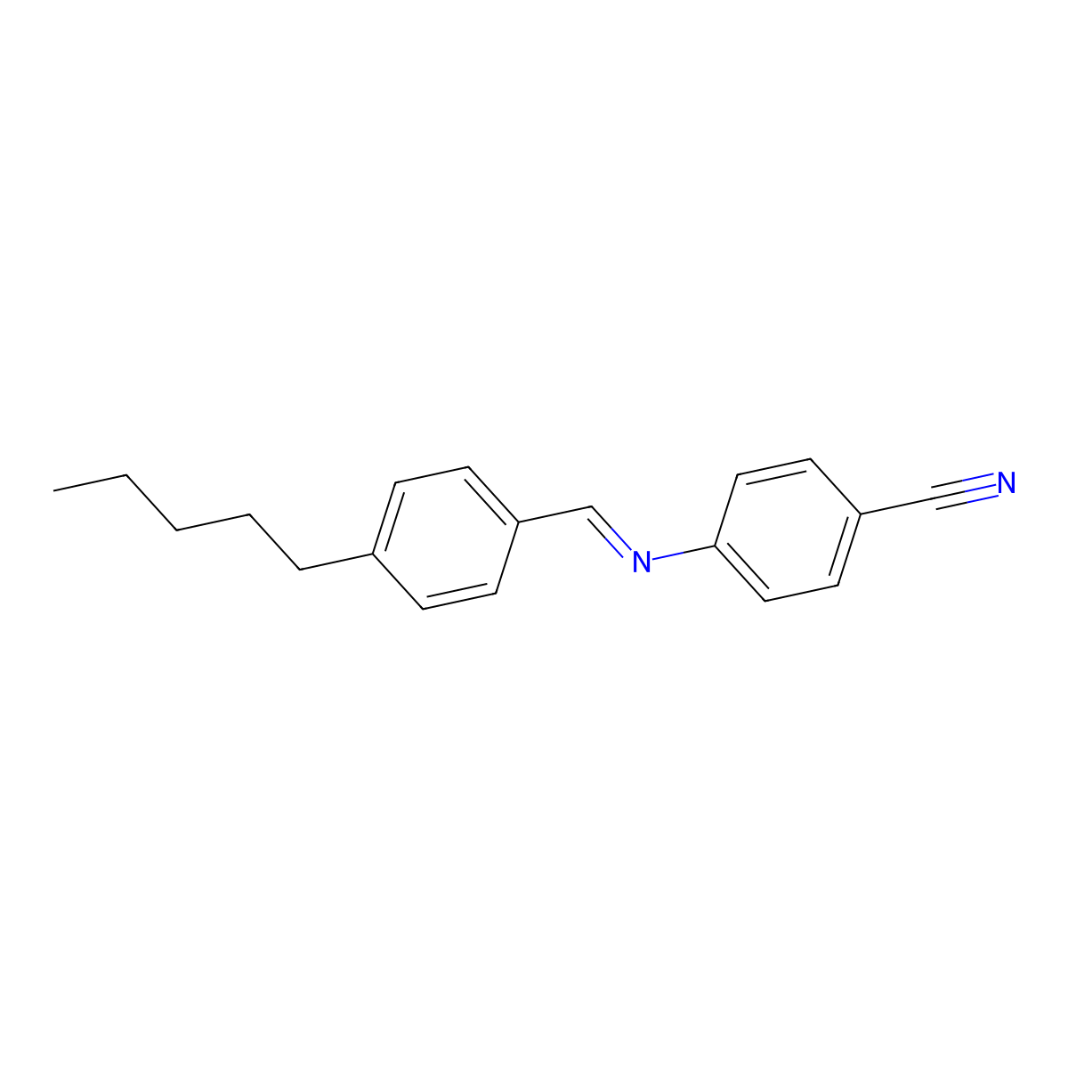 Benzonitrile, 4-[[(4-pentylphenyl)methylene]amino]- molecular structure, CAS 49763-60-2