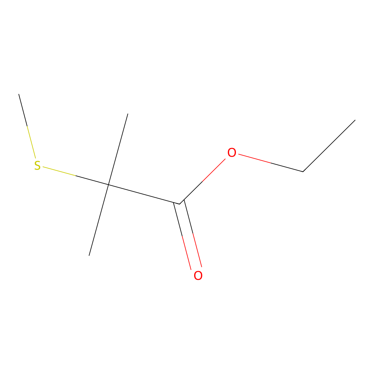 Ethyl 2-methyl-2-(methylthio)propionate molecular structure, CAS 49773-24-2