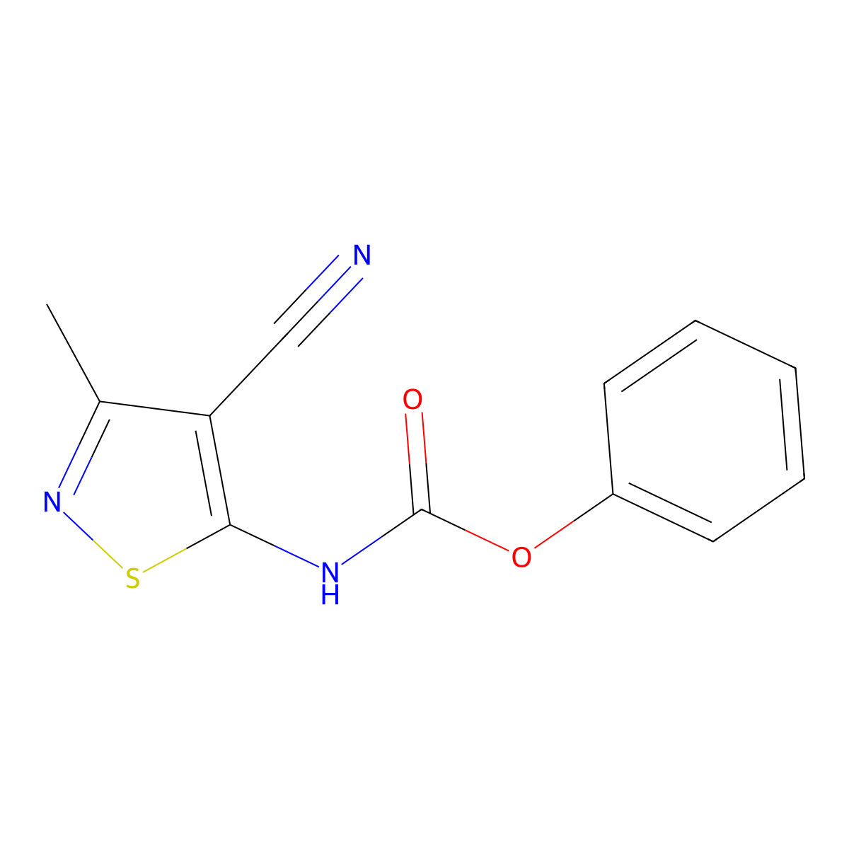 Phenyl (4-cyano-3-methyl-1,2-thiazol-5-yl)carbamate molecular structure, CAS 49779-27-3